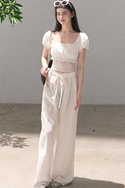 Lyocell Linen Wide-Leg Pants