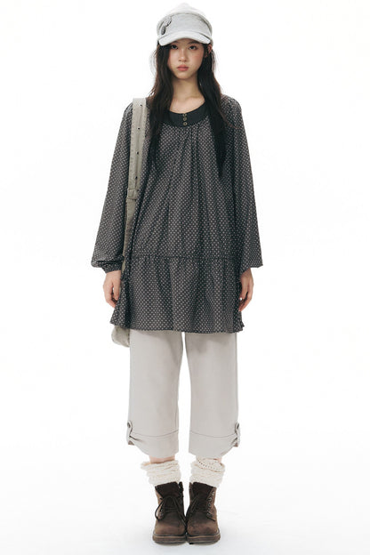 Retro Star Long-Sleeved Shirt Dress