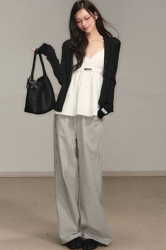 White Sleeveless Camisole Trousers Set-Up