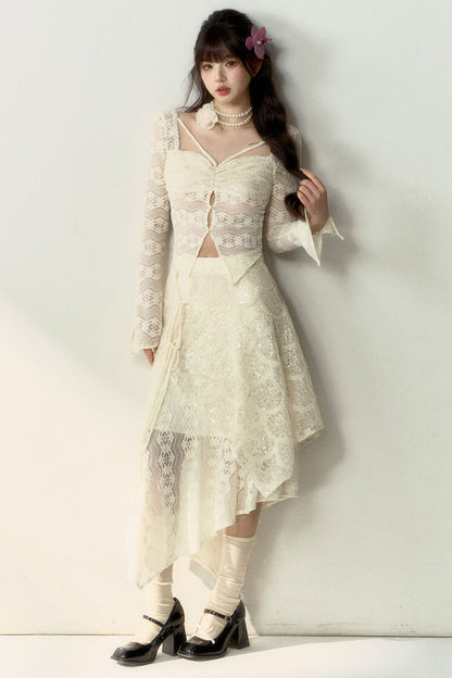 New Chinese Lace Top and Skirt Set-Up