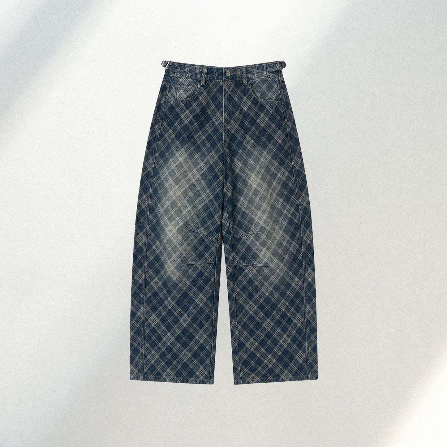 Pantaloni in denim a quadri sfumati