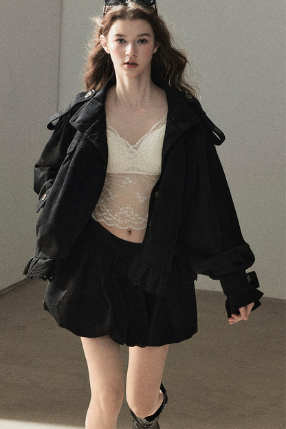 Ensemble veste et jupe en faux daim
