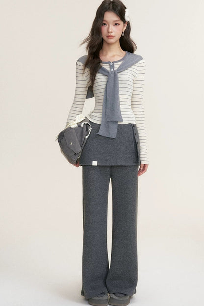 Color-Blocked Fake Two-Piece Knit Set-Up