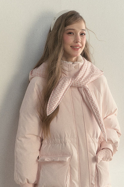Cloud Scarf Hat Mid-Length Down Jacket