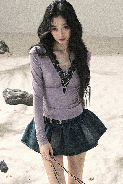 Iris Lace V-Neck Top