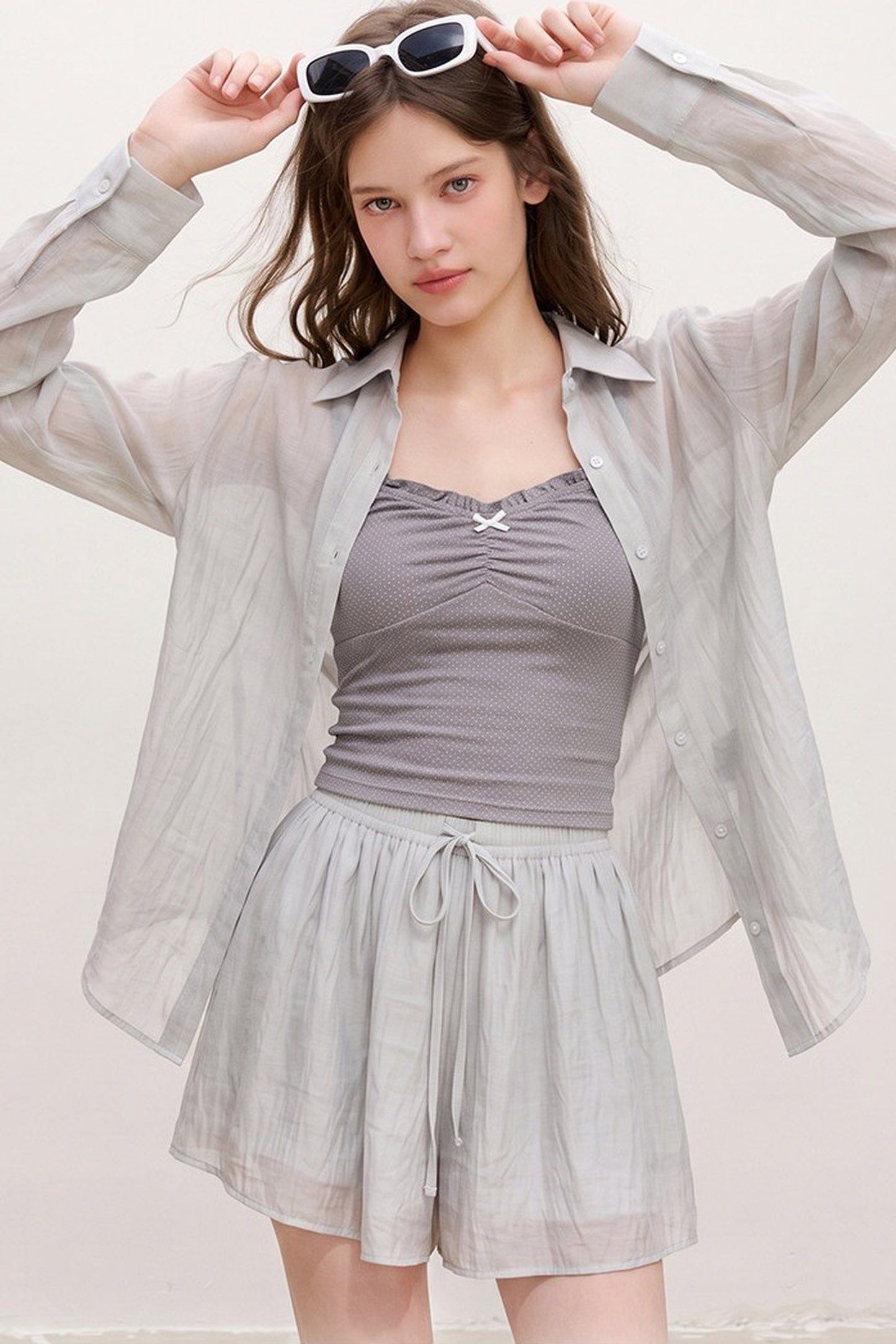 High-Waist-Camisole-Shirt-und-Rock-Set