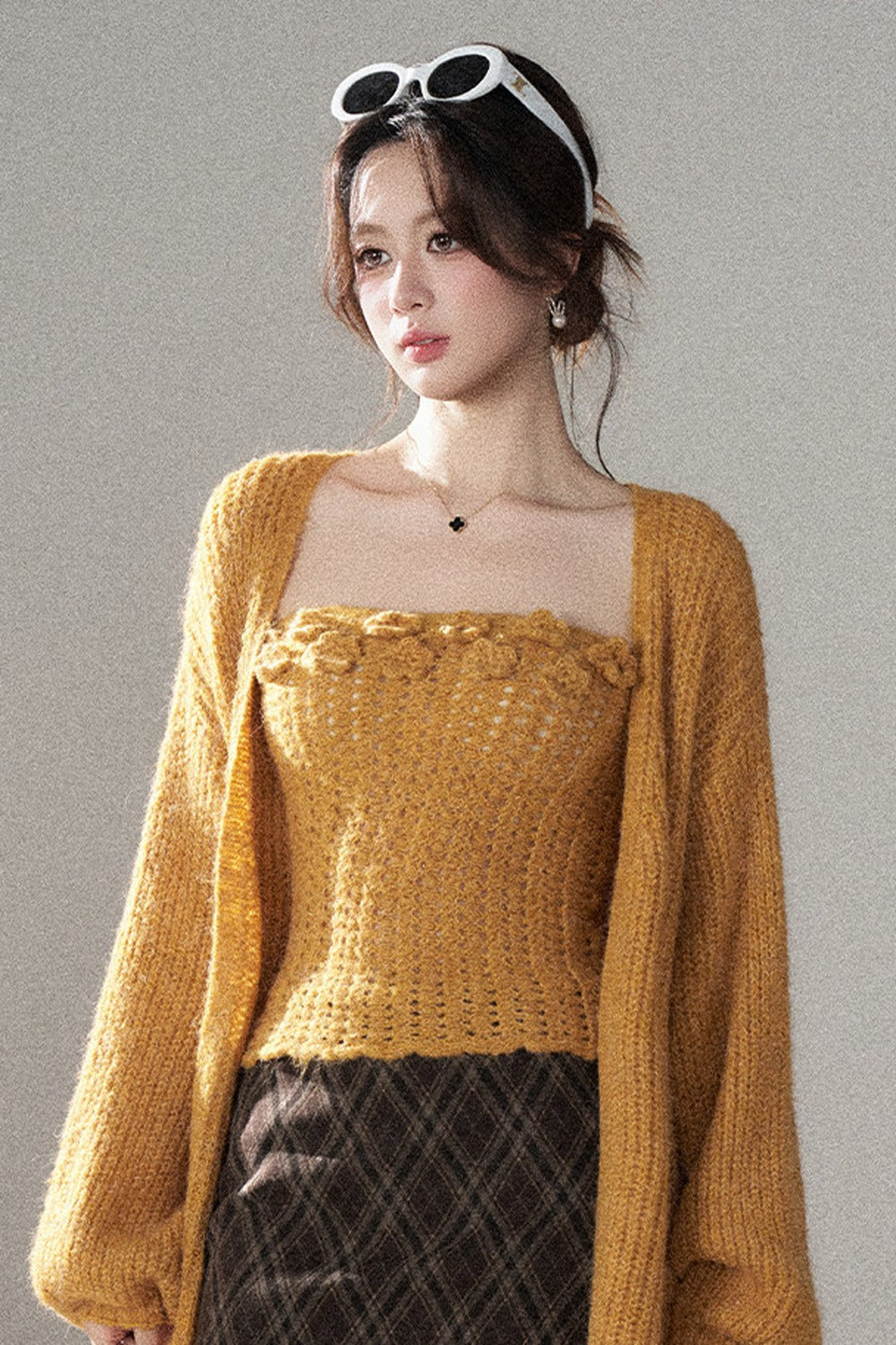 3D Flower Tube Top and Cardigan Set
