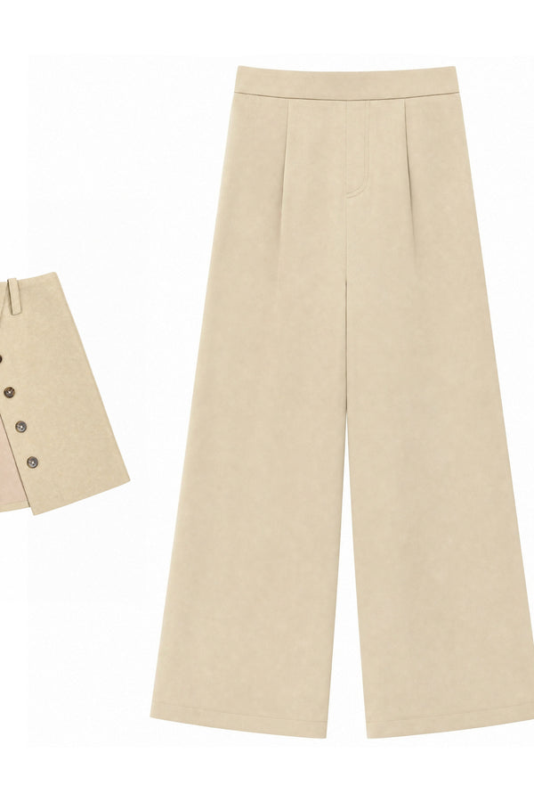 Striped Shirt With Wide-Leg Pants Set-Up