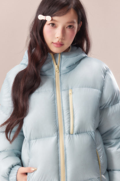 Sea Salt Milk Blue Mid-Length Down Jacket