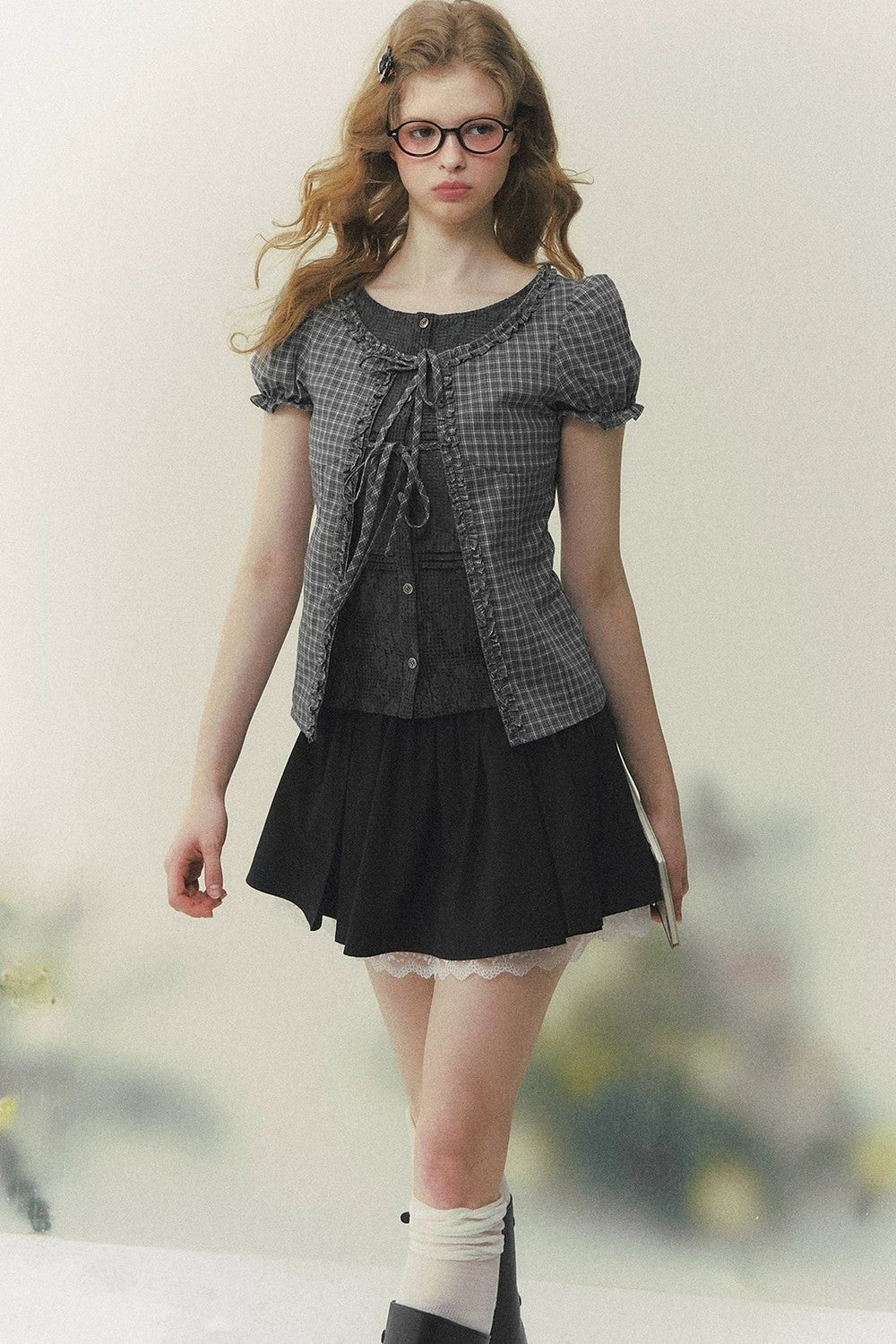 Preppy Summer Short-Sleeve Blouse