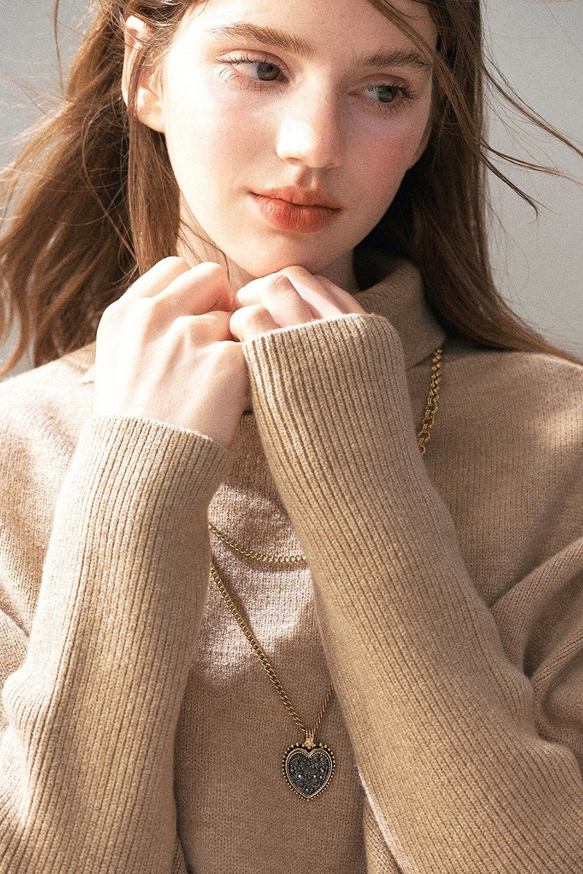Wool Batwing Turtleneck Sweater Dress