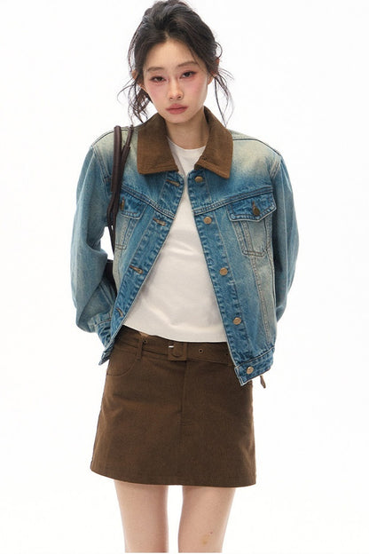 Blue Vintage Denim Jacket and Skirt Set-Up