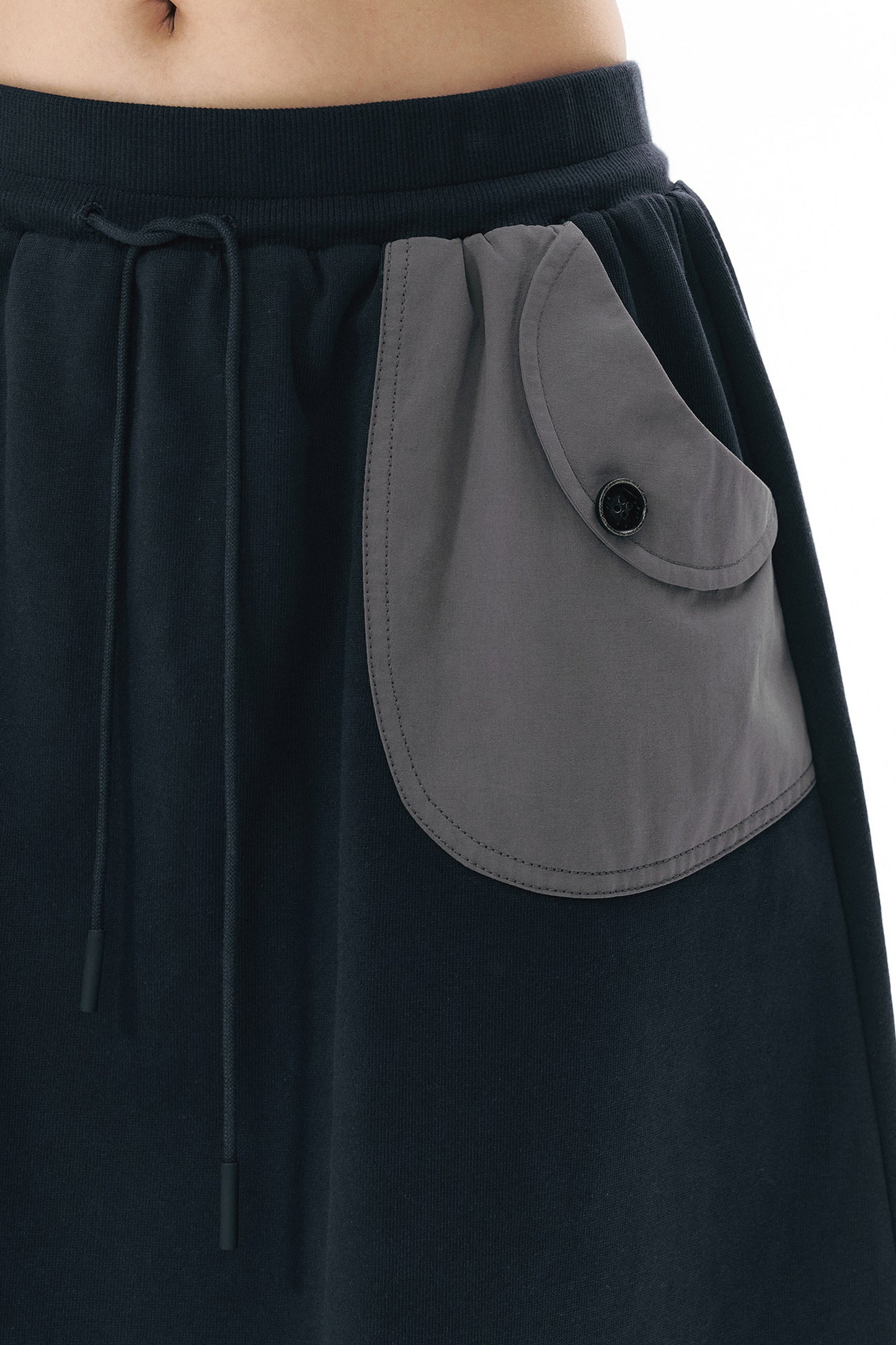 Gonna in felpa blu navy con tasche