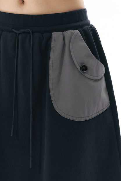 Gonna in felpa blu navy con tasche