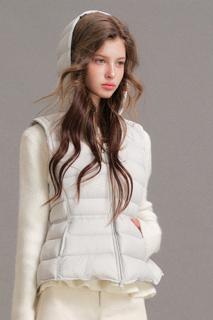 Hooded Ribbed Down Vest