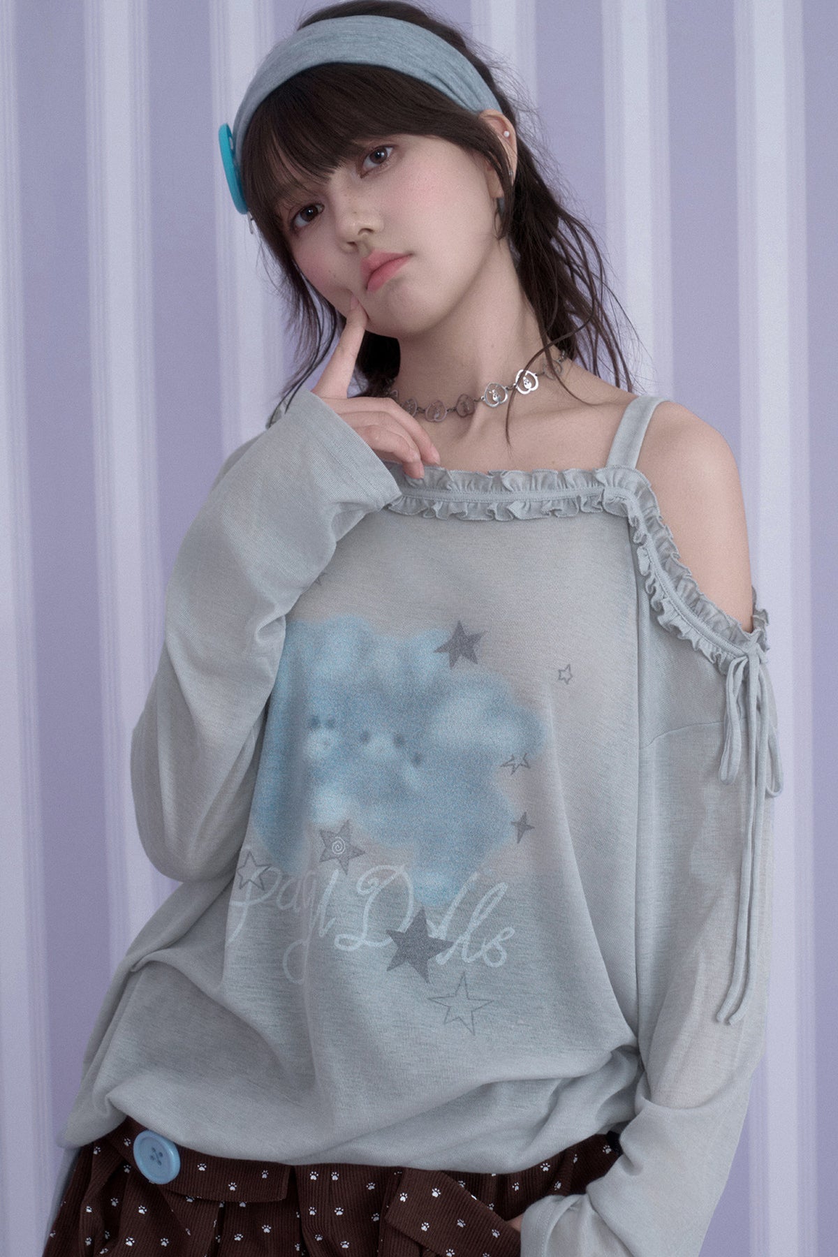 Hazy Bunny Off-Shoulder T-Shirt