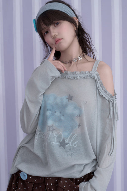 Hazy Bunny Off-Shoulder T-Shirt