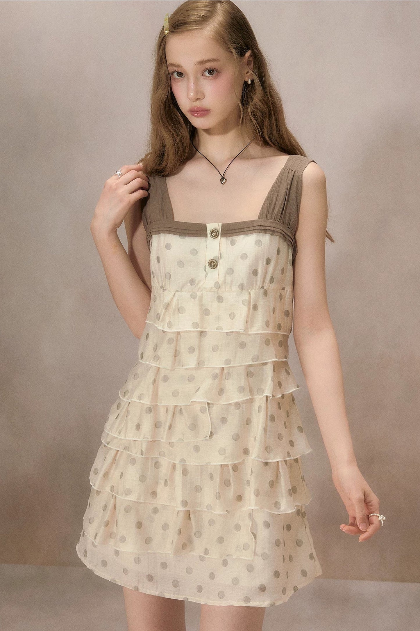 Apricot Polka Dot Dress