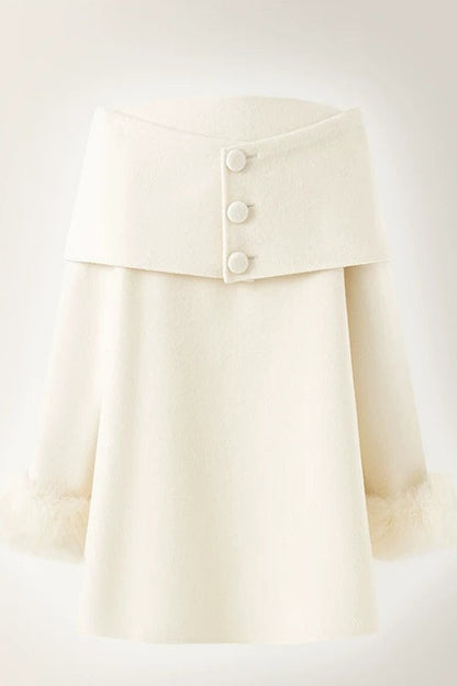 Shawl Lapel Wool Fox Fur Coat
