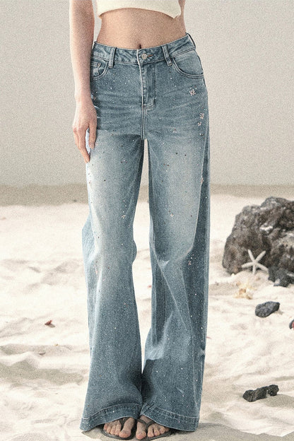 Sequin Straight Leg Jeans