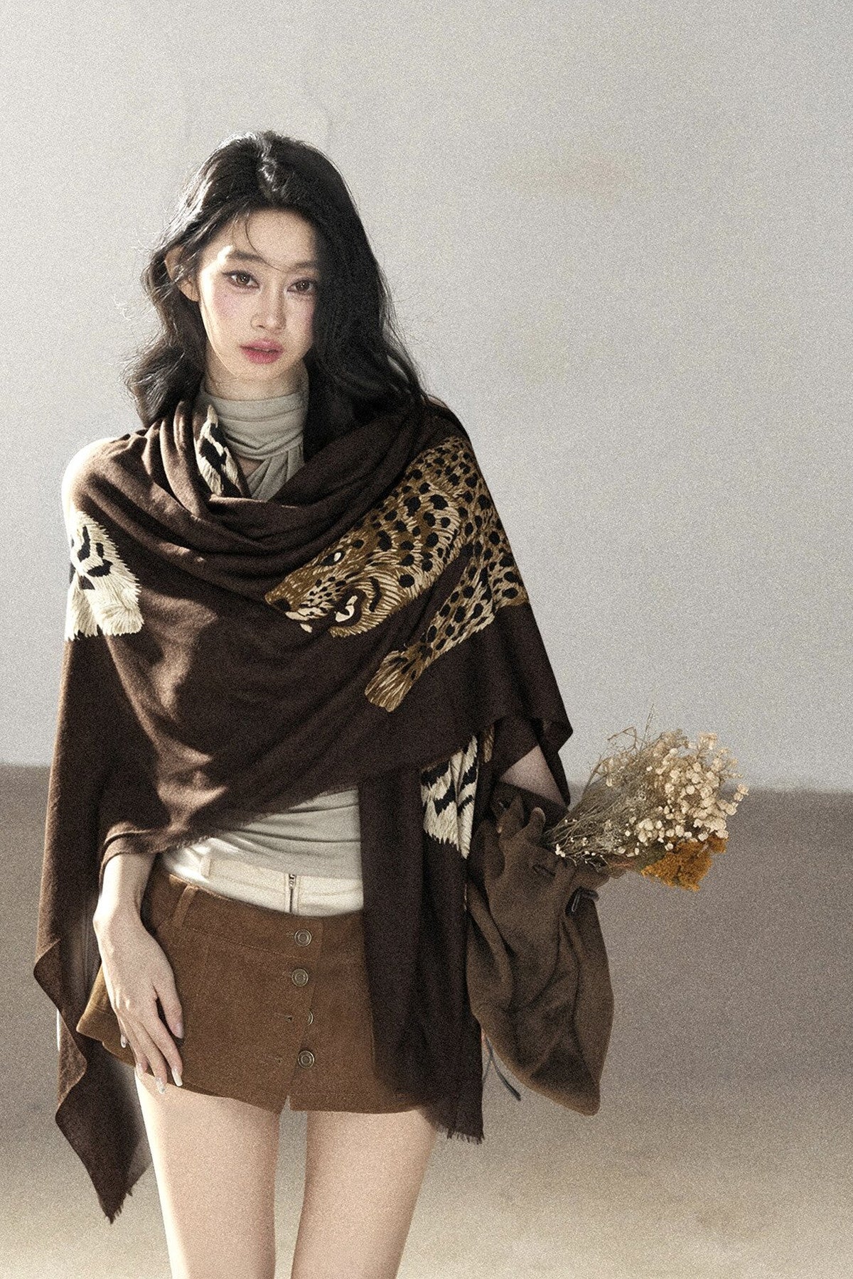 Autumn Leopard Print Shawl