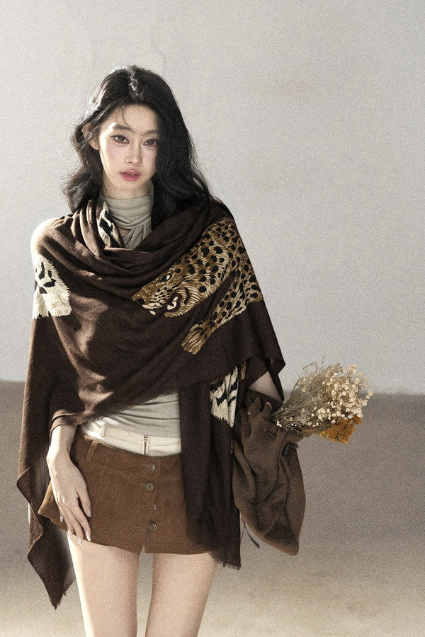 Autumn Leopard Print Shawl