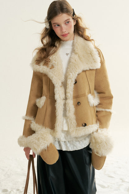 Loose Fur Integrated Suede Jacket