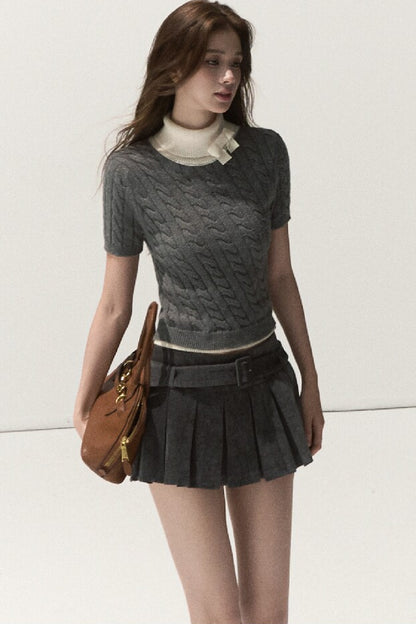 Lyocell High-Waisted Pleated Skirt