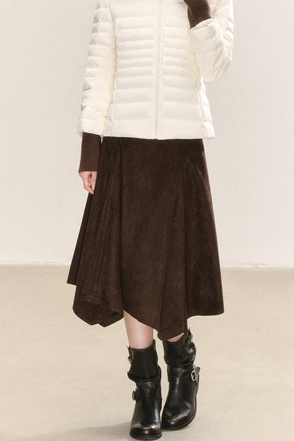 Asymmetrical Hem Pleated Skirt