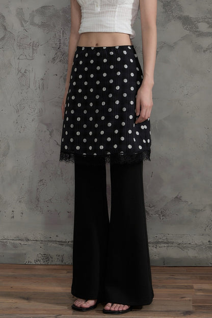 Lace Polka Dot A-Line Skirt