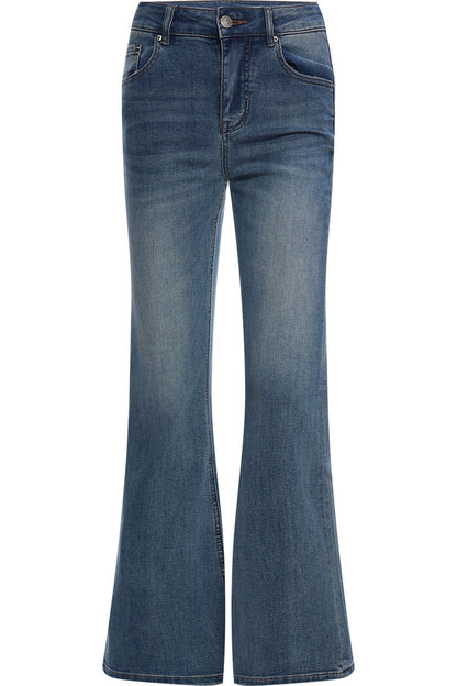 Purple Tie Flutter Sleeve Top and Denim Pants Set-Up