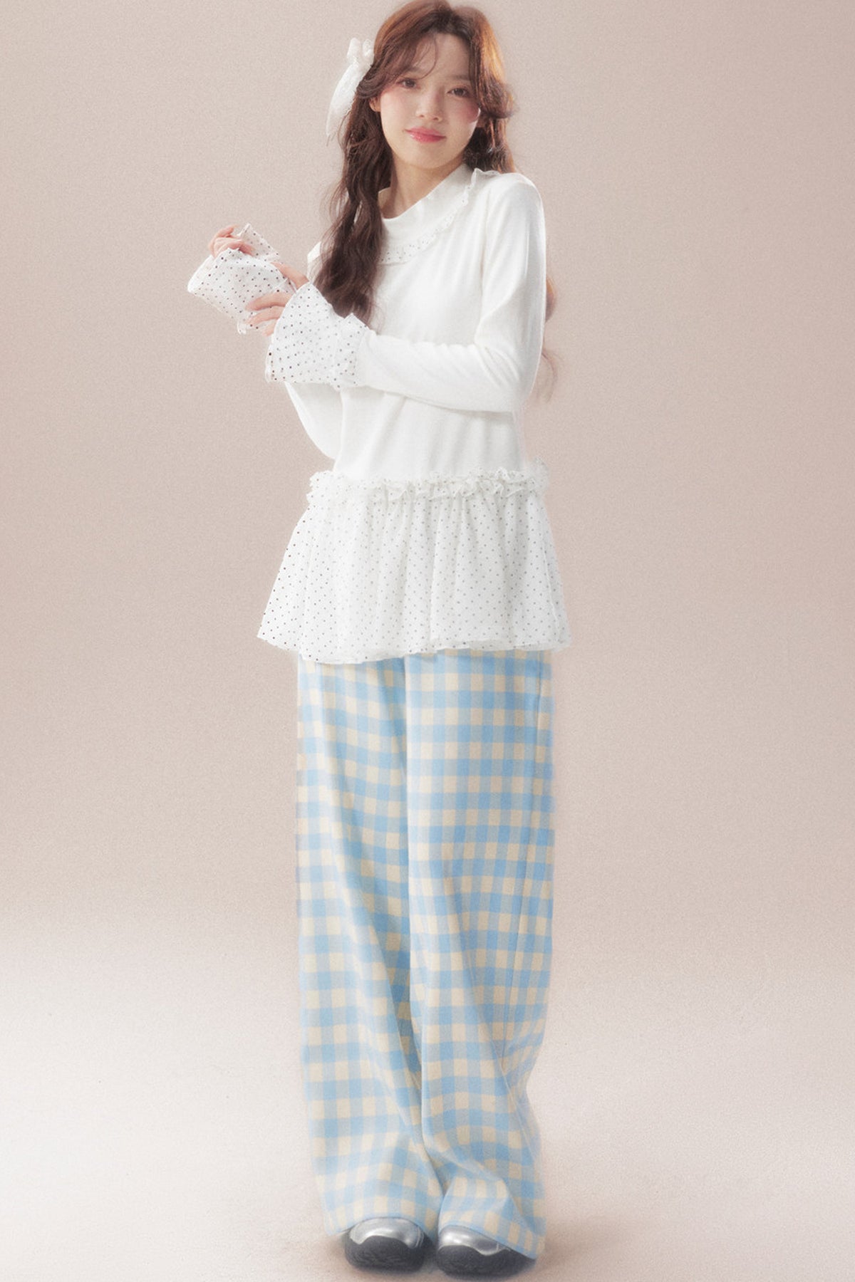 Polka Dot Ruffle Base Layer Top