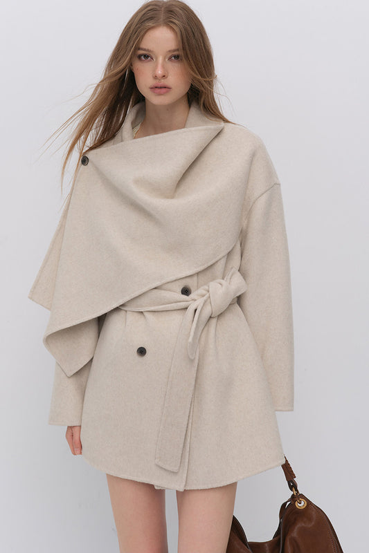 Half Shawl Wool Coat