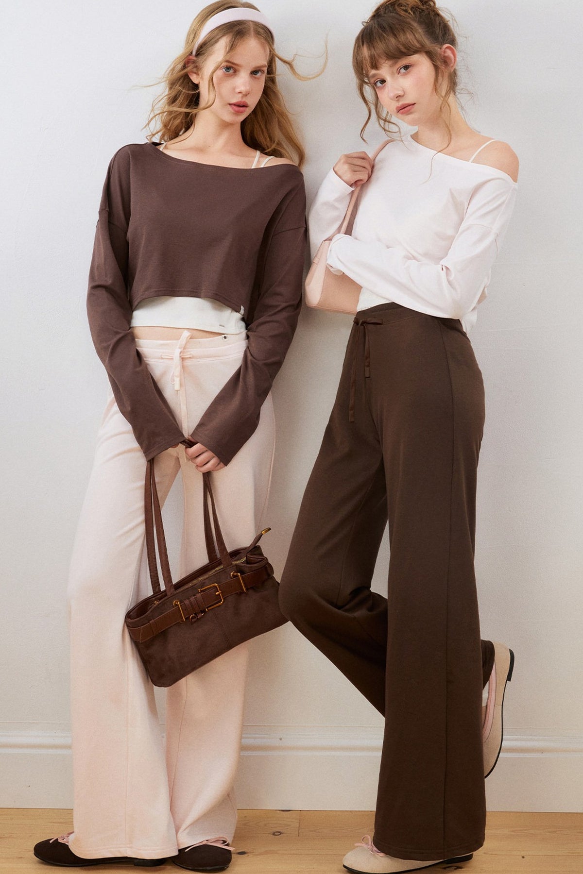 Asymmetrical Cropped Sweatshirt and Waistband Sweatpants Set-Up