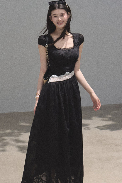 Lyocell Lace Waist-Cinching Dress