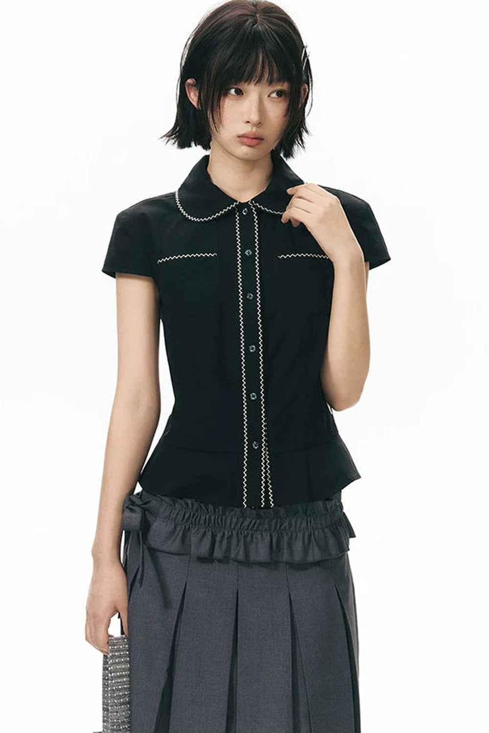 Conjunto de falda plisada desmontable de largo medio
