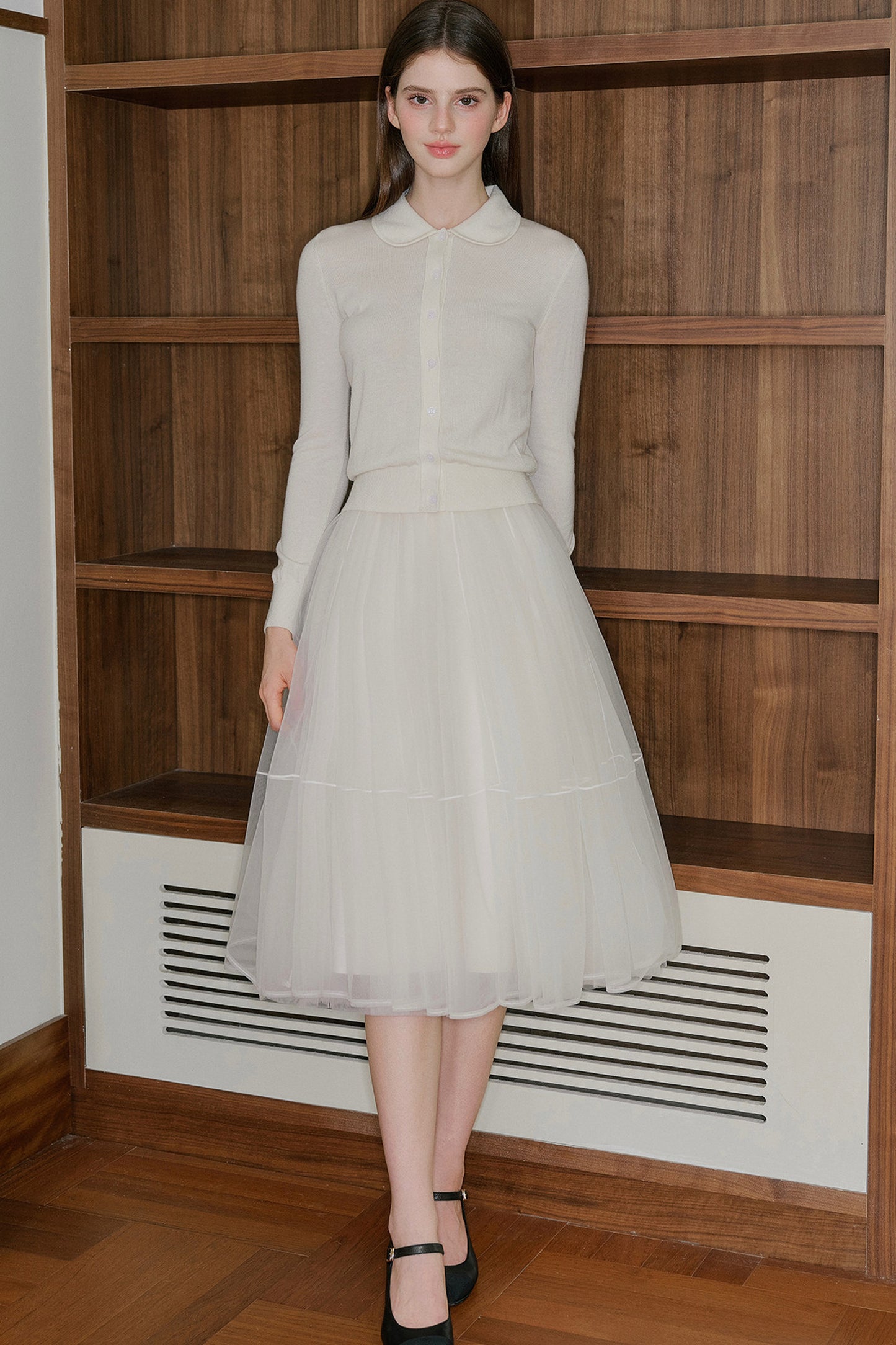 Long Sleeve Doll Collar Knitted Top