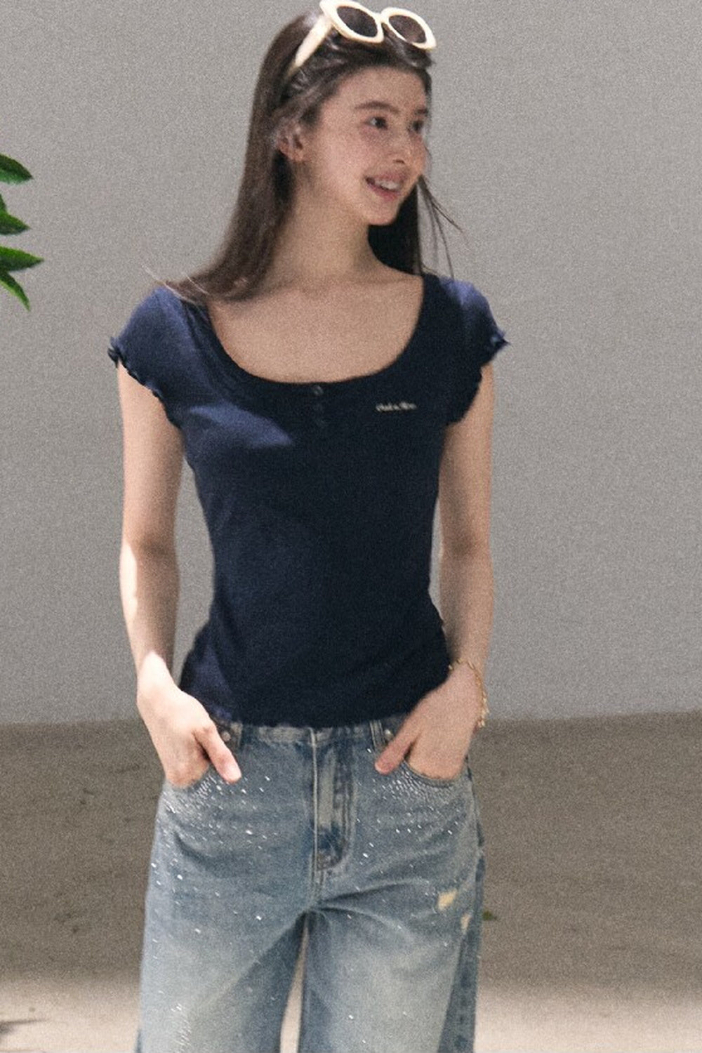 Lyocell Wool Embroidered Top