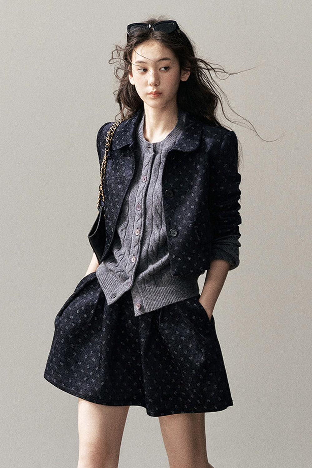 Chenille Floral Jacket, Skirt and Top Set-Up