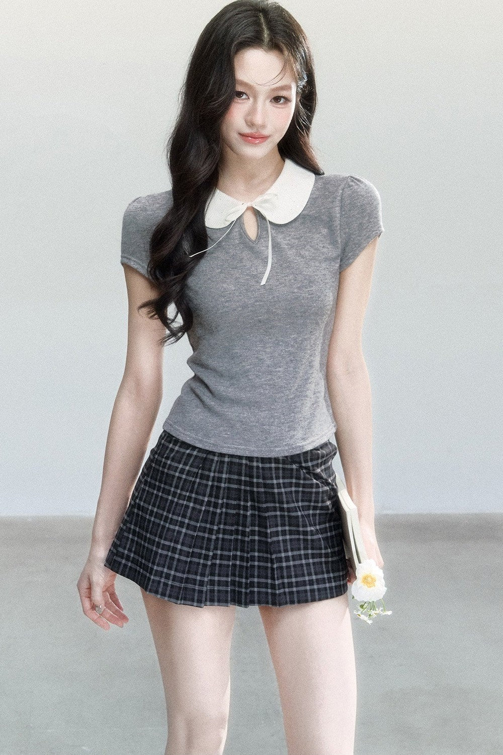Top a Manica Corta con Collo a Camicia
