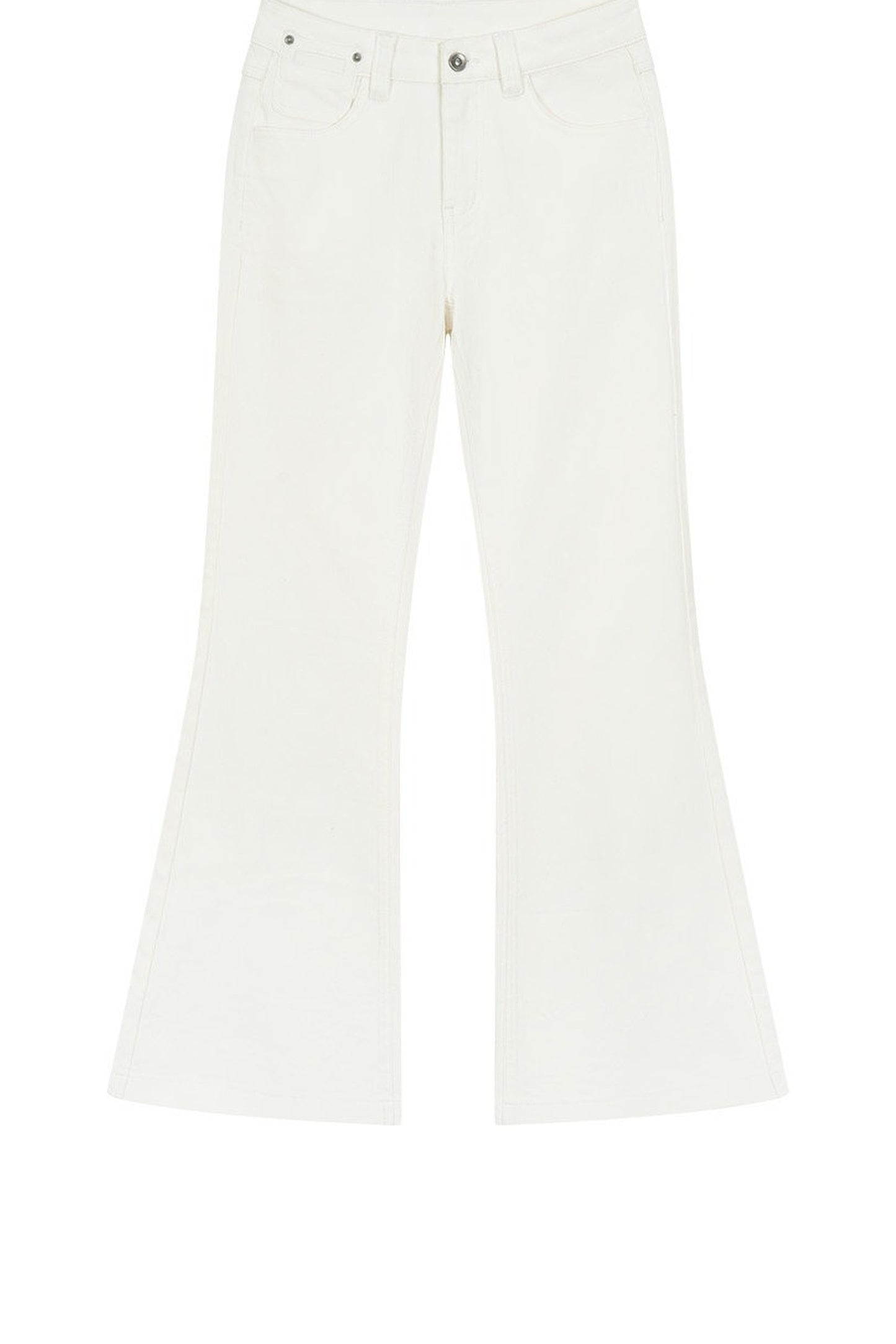 White Bamboo Texture Flared Denim Pants