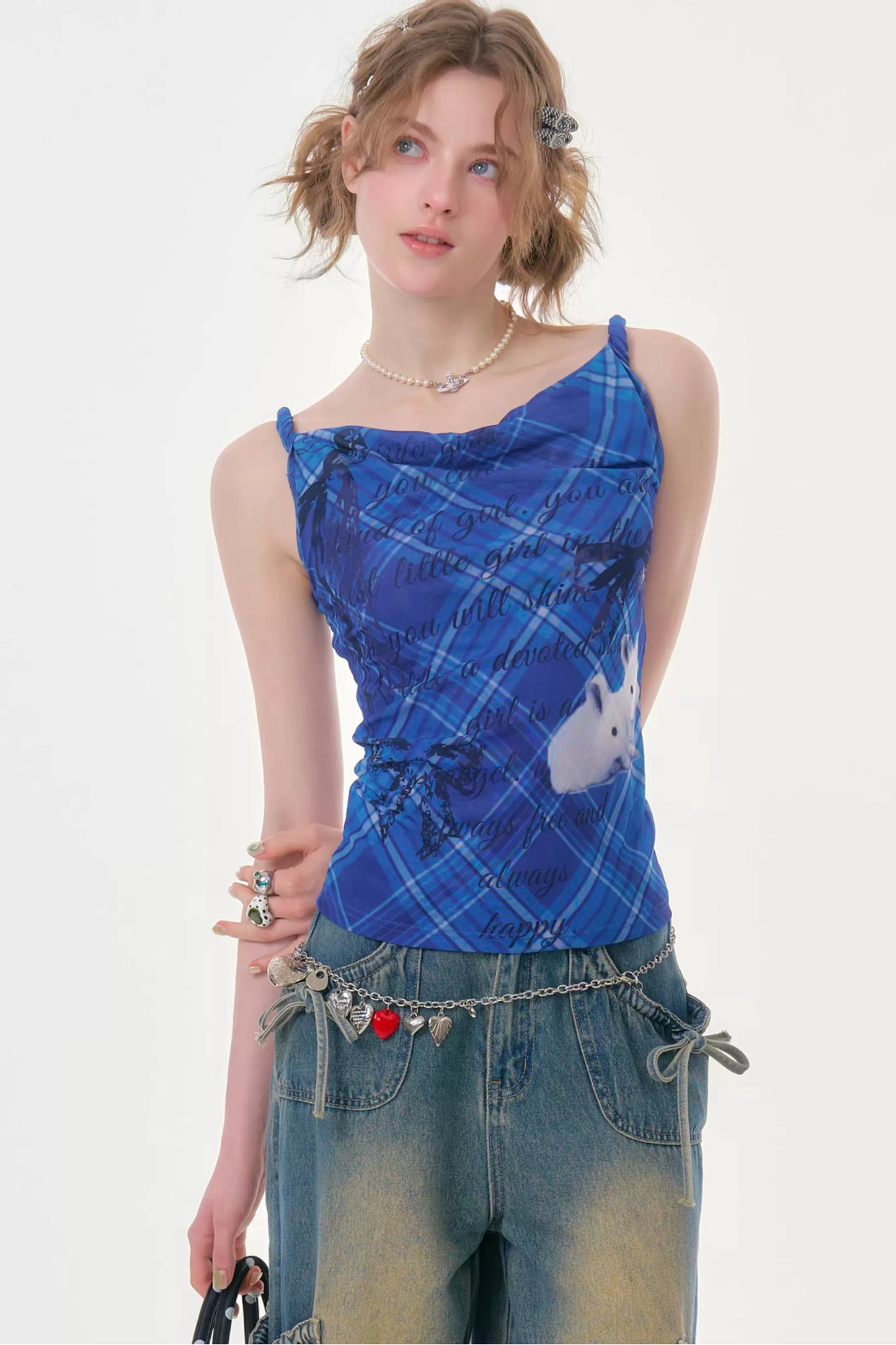 Klein Blue Plaid Swing Top