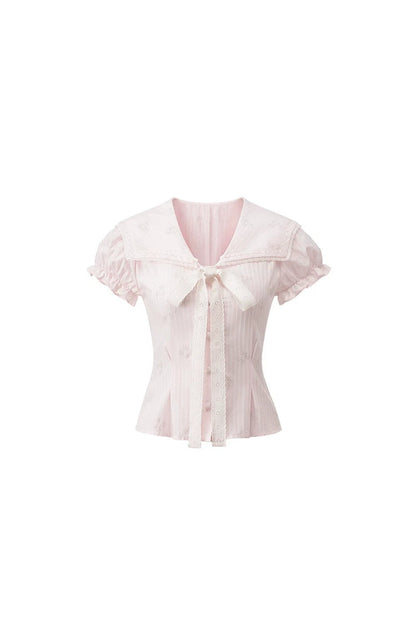 Set estivo rosa a due pezzi con fiocco
