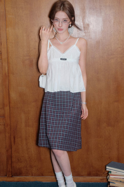 A-Line Plaid Skirt With Jacket and Top Set-Up