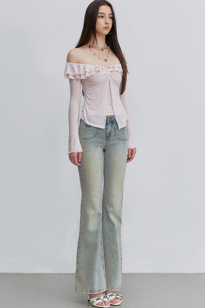 Retro Denim Flared Jeans
