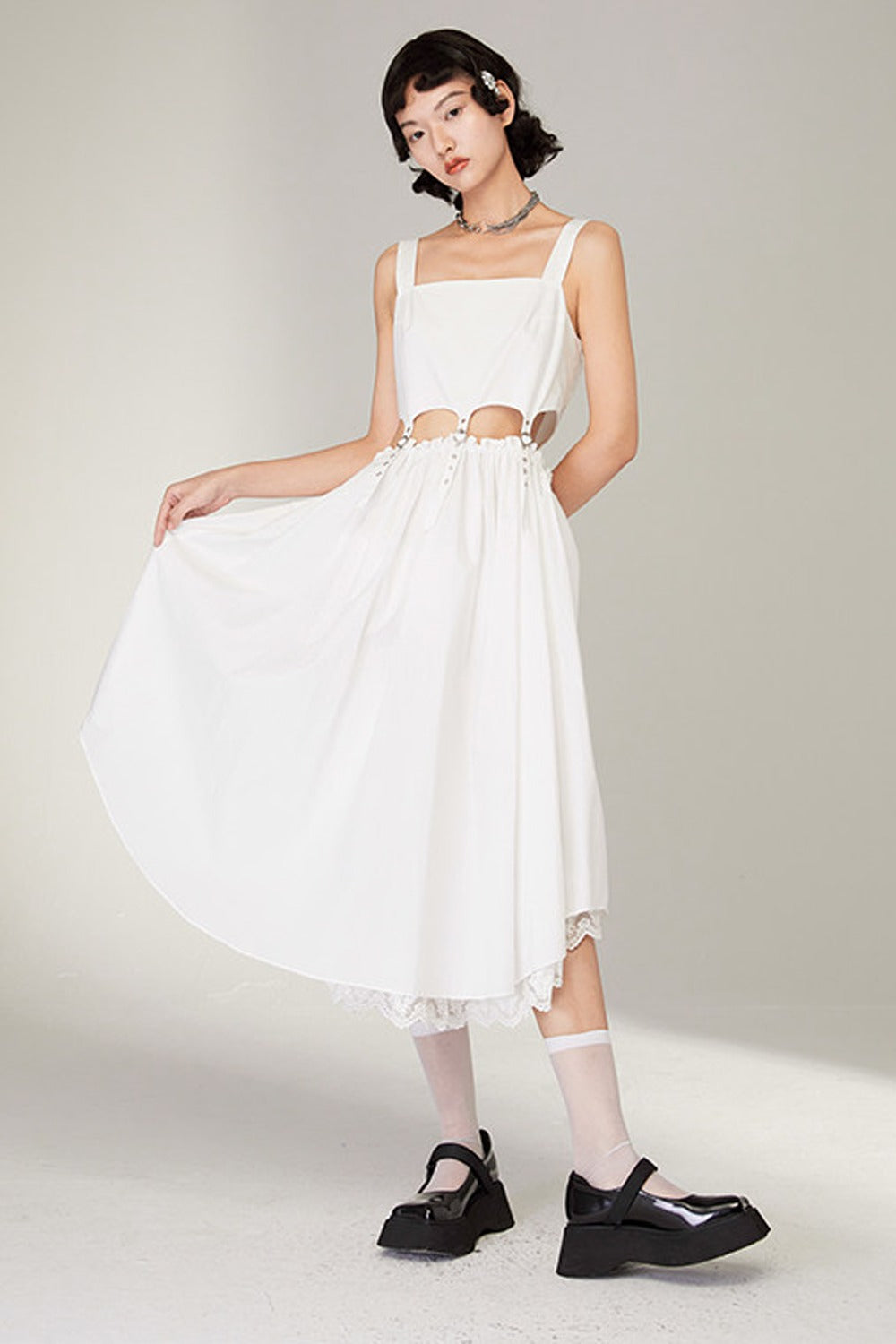 Black Mid-Length Camisole Dress
