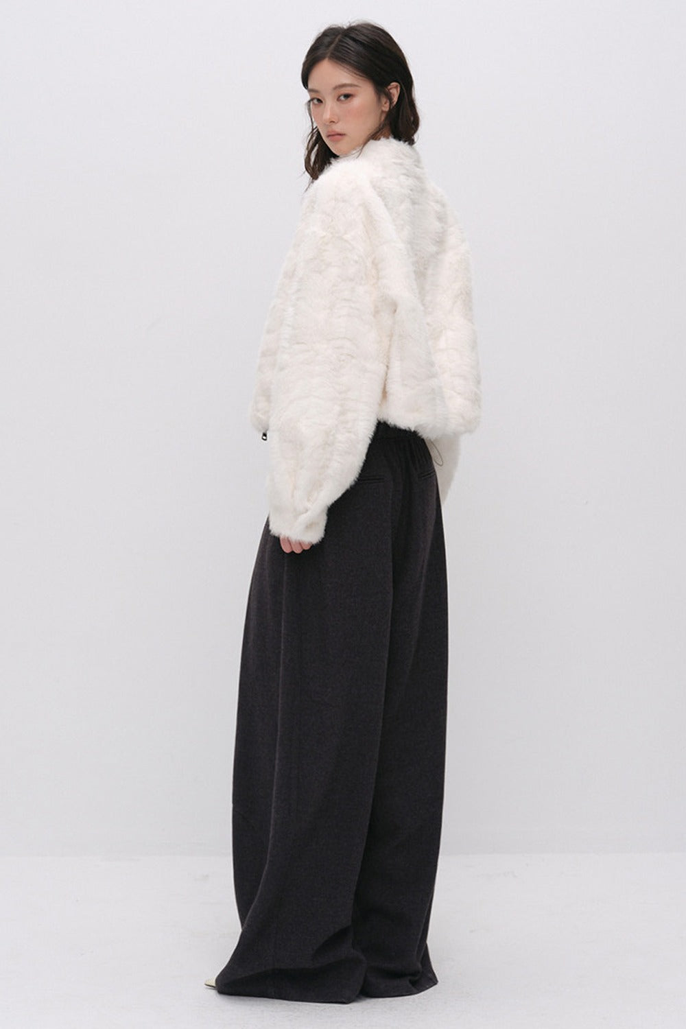 Wool Jacquard Wide-Leg Trousers