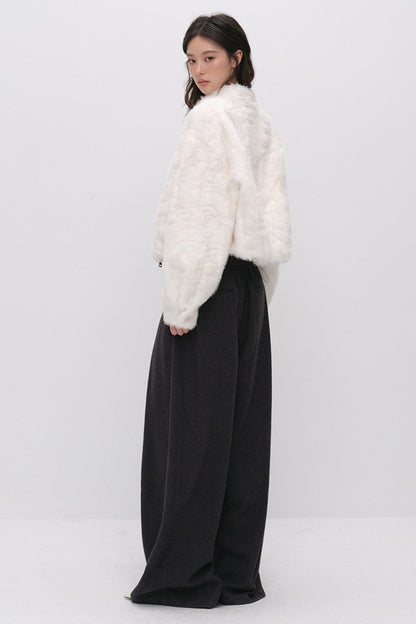 Wool Jacquard Wide-Leg Trousers