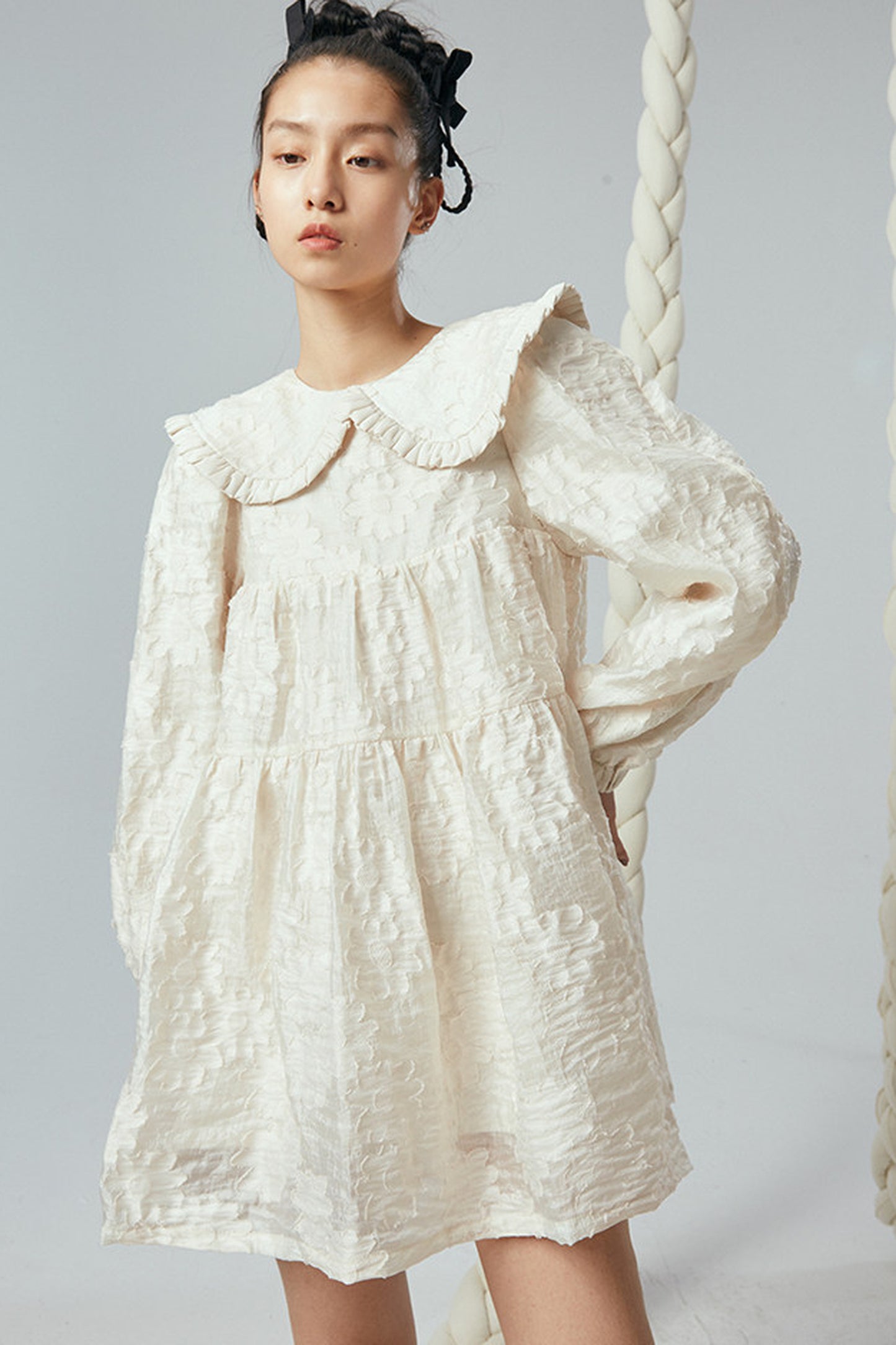 Ruffled Peter Pan Collar Dress