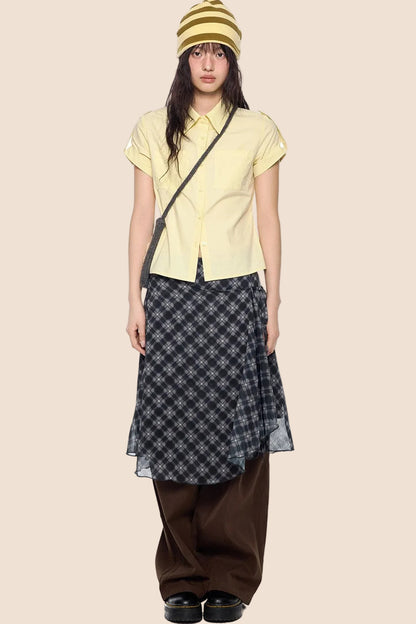 Retro Plaid Cropped Shirt